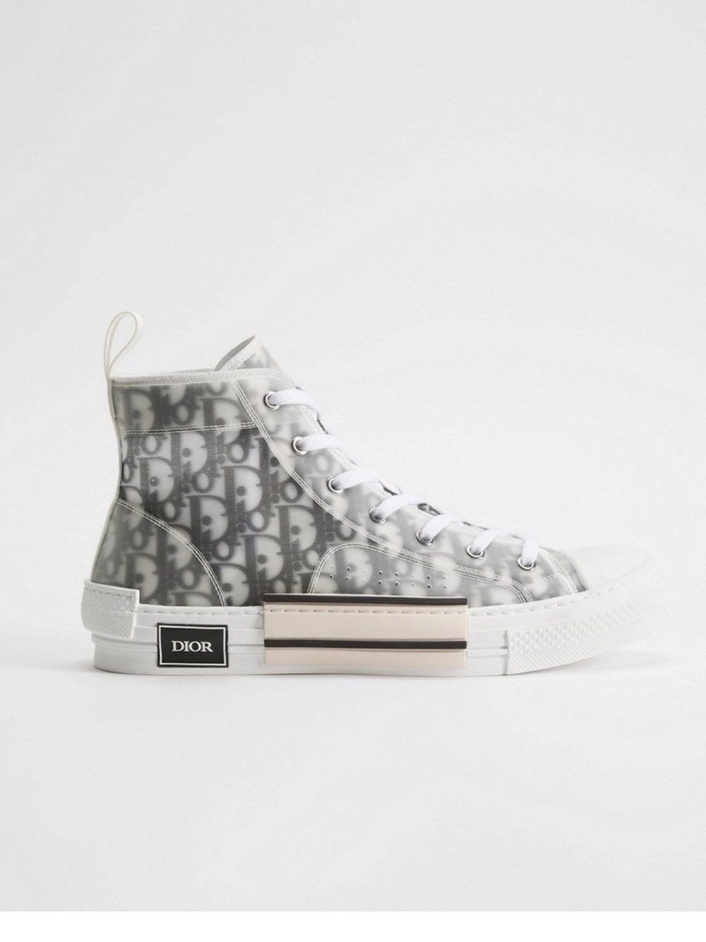 Authentic  Dior B23 League High-Top Sneaker  White and Gray Oblique Motif